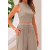 imagePRETTYGARDEN 2 Piece Sets for Women Summer Casual 2025 Spring Sleeveless Tank Ribbed Travel Vacation Lounge Wear OutfitsKhaki