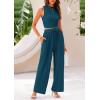 imagePRETTYGARDEN 2 Piece Sets for Women Summer Casual 2025 Spring Sleeveless Tank Ribbed Travel Vacation Lounge Wear OutfitsLake Blue