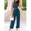 imagePRETTYGARDEN 2 Piece Sets for Women Summer Casual 2025 Spring Sleeveless Tank Ribbed Travel Vacation Lounge Wear OutfitsLake Blue