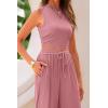 imagePRETTYGARDEN 2 Piece Sets for Women Summer Casual 2025 Spring Sleeveless Tank Ribbed Travel Vacation Lounge Wear OutfitsPink