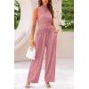 imagePRETTYGARDEN 2 Piece Sets for Women Summer Casual 2025 Spring Sleeveless Tank Ribbed Travel Vacation Lounge Wear OutfitsPink