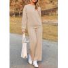 imagePRETTYGARDEN Womens 2 Piece Outfits Casual Long Sleeve Pullover Tops and Wide Leg Pants Knitted Lounge SetsApricot