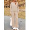 imagePRETTYGARDEN Womens 2 Piece Outfits Casual Long Sleeve Pullover Tops and Wide Leg Pants Knitted Lounge SetsApricot