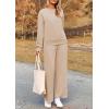 imagePRETTYGARDEN Womens 2 Piece Outfits Casual Long Sleeve Pullover Tops and Wide Leg Pants Knitted Lounge SetsApricot