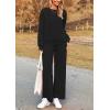 imagePRETTYGARDEN Womens 2 Piece Outfits Casual Long Sleeve Pullover Tops and Wide Leg Pants Knitted Lounge SetsBlack