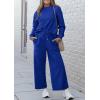 imagePRETTYGARDEN Womens 2 Piece Outfits Casual Long Sleeve Pullover Tops and Wide Leg Pants Knitted Lounge SetsRoyal Blue
