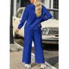 imagePRETTYGARDEN Womens 2 Piece Outfits Casual Long Sleeve Pullover Tops and Wide Leg Pants Knitted Lounge SetsRoyal Blue