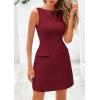 imagePRETTYGARDEN Womens 2025 Formal Sleeveless Summer Dresses Boat Neck Zipper Bodycon A Line Business Work Mini DressWine Red