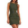 imagePRETTYGARDEN Womens 2025 Formal Sleeveless Summer Dresses Boat Neck Zipper Bodycon A Line Business Work Mini DressArmy Green