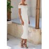 imagePRETTYGARDEN Summer Dresses for Women 2025 Formal Off The Shoulder Midi Bodycon Ribbed Knit Spring Wedding Guest DressWhite