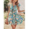 imagePRETTYGARDEN Women Summer Short Dress 2025 Casual V Neck Short Sleeve Tiered Bow Mini Sun Dresses Beach Vacation SundressFloral Blue