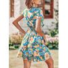 imagePRETTYGARDEN Women Summer Short Dress 2025 Casual V Neck Short Sleeve Tiered Bow Mini Sun Dresses Beach Vacation SundressFloral Blue