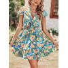 imagePRETTYGARDEN Women Summer Short Dress 2025 Casual V Neck Short Sleeve Tiered Bow Mini Sun Dresses Beach Vacation SundressFloral Blue