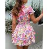 imagePRETTYGARDEN Women Summer Short Dress 2025 Casual V Neck Short Sleeve Tiered Bow Mini Sun Dresses Beach Vacation SundressFloral White
