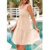 imagePRETTYGARDEN Womens 2025 Casual Mini Summer Dresses Sleeveless Tulle Ruffle Square Neck Tiered Smocked Wedding Guest DressApricot