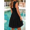 imagePRETTYGARDEN Womens 2025 Casual Mini Summer Dresses Sleeveless Tulle Ruffle Square Neck Tiered Smocked Wedding Guest DressBlack