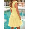 imagePRETTYGARDEN Womens 2025 Casual Mini Summer Dresses Sleeveless Tulle Ruffle Square Neck Tiered Smocked Wedding Guest DressYellow