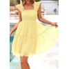 imagePRETTYGARDEN Womens 2025 Casual Mini Summer Dresses Sleeveless Tulle Ruffle Square Neck Tiered Smocked Wedding Guest DressYellow