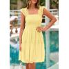 imagePRETTYGARDEN Womens 2025 Casual Mini Summer Dresses Sleeveless Tulle Ruffle Square Neck Tiered Smocked Wedding Guest DressYellow