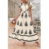 imagePRETTYGARDEN Womens 2025 Summer Casual V Neck Boho Maxi Dress Flowy Aline Bell Sleeve Tiered Floral Dresses with PocketFloral Apricot Black