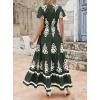 imagePRETTYGARDEN Womens 2025 Summer Casual V Neck Boho Maxi Dress Flowy Aline Bell Sleeve Tiered Floral Dresses with PocketFloral Army Green White
