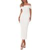 imagePRETTYGARDEN Summer Dresses for Women 2025 Formal Off The Shoulder Midi Bodycon Ribbed Knit Spring Wedding Guest DressWhite