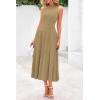 imagePRETTYGARDEN Spring Casual Dresses for Women 2025 Summer Business Work Midi Sleeveless A Line Pleated Cocktail DressCamel