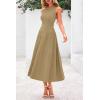 imagePRETTYGARDEN Spring Casual Dresses for Women 2025 Summer Business Work Midi Sleeveless A Line Pleated Cocktail DressCamel