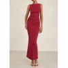 imagePRETTYGARDEN Womens 2025 Summer Semi Formal Midi Dresses Sleeveless Ruched Bodycon Long Elegant Cocktail Wedding Guest DressWine Red