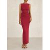 imagePRETTYGARDEN Womens 2025 Summer Semi Formal Midi Dresses Sleeveless Ruched Bodycon Long Elegant Cocktail Wedding Guest DressWine Red