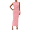 imagePRETTYGARDEN Womens 2025 Summer Semi Formal Midi Dresses Sleeveless Ruched Bodycon Long Elegant Cocktail Wedding Guest DressPink