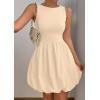 imagePRETTYGARDEN Summer Dresses for Women 2025 Casual Sleeveless Tank Mini Short Dress Crew Neck Bubble Sundress with PocketsApricot