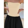 imagePRETTYGARDEN Womens 2025 Spring Strapless Maxi Dresses Patchwork Long Flowy Pockets Elegant Going Out Summer Tube Top DressApricot Black