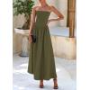 imagePRETTYGARDEN Womens 2025 Spring Strapless Maxi Dresses Patchwork Long Flowy Pockets Elegant Going Out Summer Tube Top DressArmy Green