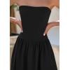 imagePRETTYGARDEN Womens 2025 Spring Strapless Maxi Dresses Patchwork Long Flowy Pockets Elegant Going Out Summer Tube Top DressBlack