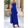 imagePRETTYGARDEN Womens 2025 Spring Strapless Maxi Dresses Patchwork Long Flowy Pockets Elegant Going Out Summer Tube Top DressBlue