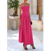 imagePRETTYGARDEN Womens 2025 Spring Strapless Maxi Dresses Patchwork Long Flowy Pockets Elegant Going Out Summer Tube Top DressRose Red
