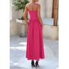 imagePRETTYGARDEN Womens 2025 Spring Strapless Maxi Dresses Patchwork Long Flowy Pockets Elegant Going Out Summer Tube Top DressRose Red