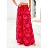 imagePRETTYGARDEN Womens 2025 Summer Flowy Wide Leg Palazzo Pants Dressy Casual Elastic High Waisted Pockets Boho Beach TrousersFloral Red Pink