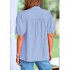 imagePRETTYGARDEN Womens Casual Summer Tops 2025 V Neck Short Puff Sleeve Pleated Cotton T Shirts Loose Dressy BlousesSky Blue