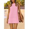 imagePRETTYGARDEN Womens Crochet Coverups 2025 Summer Sleeveless Knit Beach Vacation Resort Bathing Suit Swimwear Cover Up DressPink