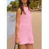 imagePRETTYGARDEN Womens Crochet Coverups 2025 Summer Sleeveless Knit Beach Vacation Resort Bathing Suit Swimwear Cover Up DressPink