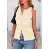 imagePRETTYGARDEN Womens Ribbed Tank Tops Summer 2025 Open Front Button Down Sleeveless Shirts Going Out Spring Fashion Vest TopsApricot
