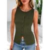 imagePRETTYGARDEN Womens Ribbed Tank Tops Summer 2025 Open Front Button Down Sleeveless Shirts Going Out Spring Fashion Vest TopsArmy Green