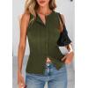 imagePRETTYGARDEN Womens Ribbed Tank Tops Summer 2025 Open Front Button Down Sleeveless Shirts Going Out Spring Fashion Vest TopsArmy Green