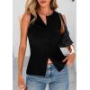imagePRETTYGARDEN Womens Ribbed Tank Tops Summer 2025 Open Front Button Down Sleeveless Shirts Going Out Spring Fashion Vest TopsBlack