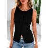 imagePRETTYGARDEN Womens Ribbed Tank Tops Summer 2025 Open Front Button Down Sleeveless Shirts Going Out Spring Fashion Vest TopsBlack