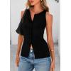 imagePRETTYGARDEN Womens Ribbed Tank Tops Summer 2025 Open Front Button Down Sleeveless Shirts Going Out Spring Fashion Vest TopsBlack