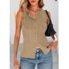 imagePRETTYGARDEN Womens Ribbed Tank Tops Summer 2025 Open Front Button Down Sleeveless Shirts Going Out Spring Fashion Vest TopsCamel