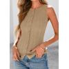 imagePRETTYGARDEN Womens Ribbed Tank Tops Summer 2025 Open Front Button Down Sleeveless Shirts Going Out Spring Fashion Vest TopsCamel